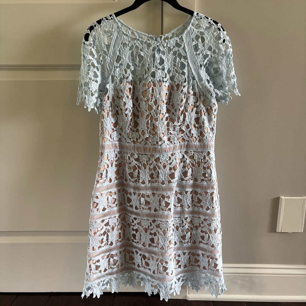 Eliza J Lace Dress in Light Blue